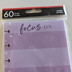 NWT Happy Planner Focus On Rong Rong 60 pgs Purple Half Sheet Paper Pack Fashion